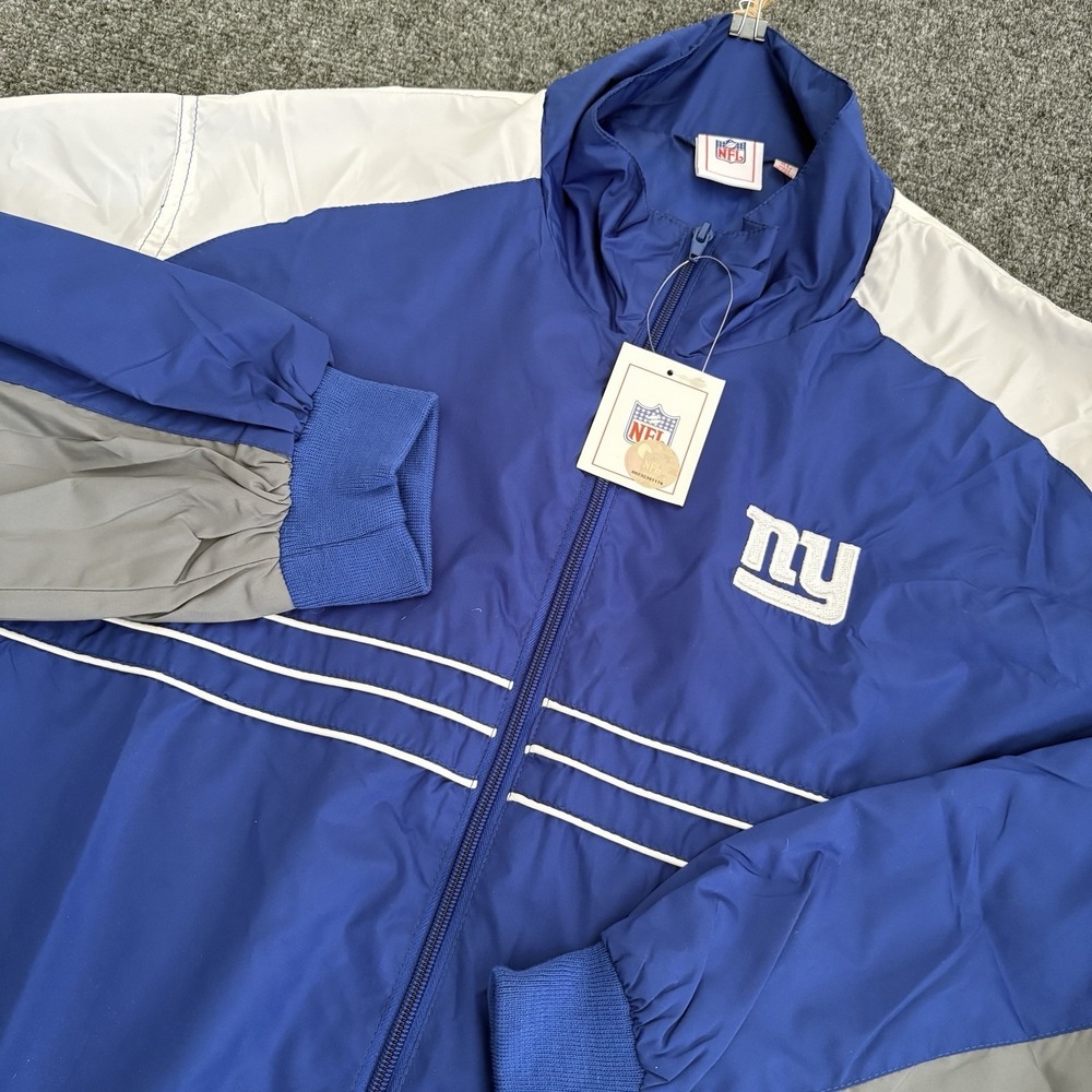 New York Giants Jacket Mens XL Blue Gray NFL Football Full Zip Windbreaker SI